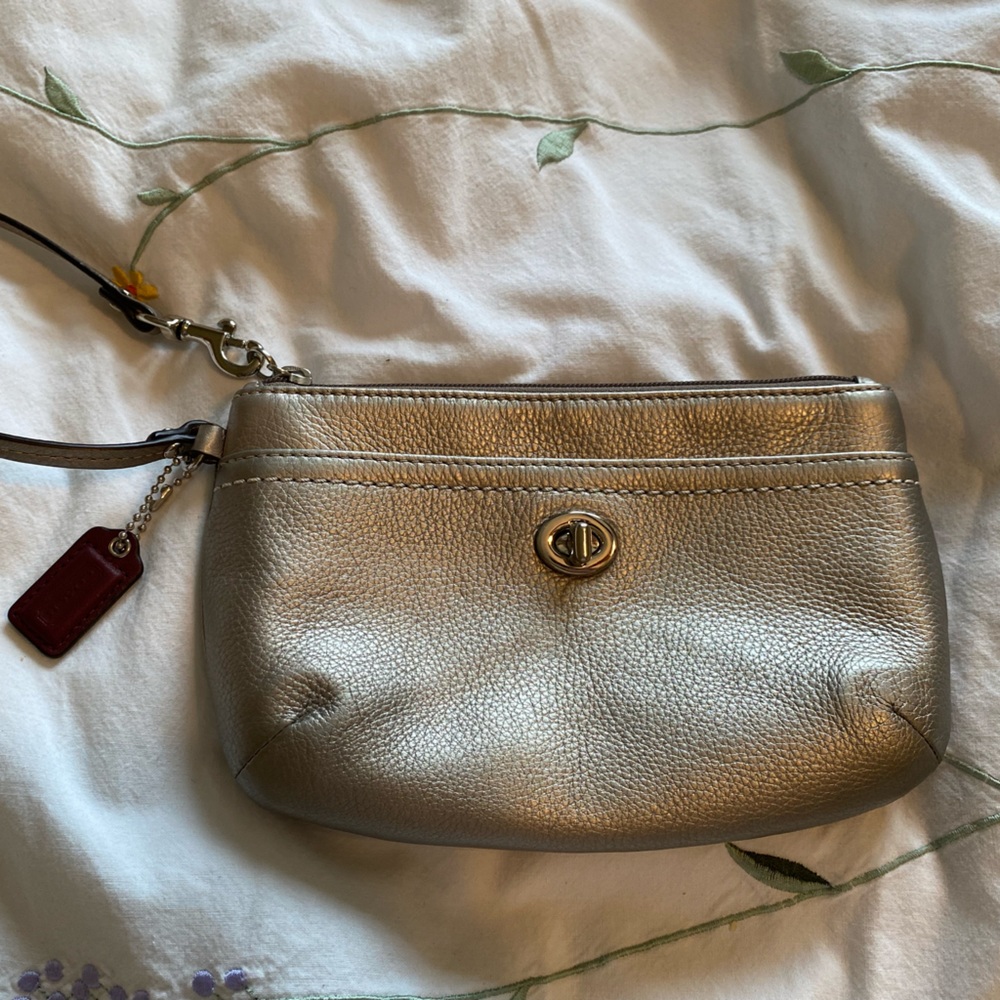 Coach silver wristlet